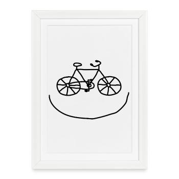 Cadeau de la roue sourire de vélo riant - Affiche encadrée (27 × 37 cm) - blanc - Devant