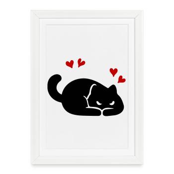 Cœur de Chat Amour - Affiche encadrée (27 × 37 cm) - blanc - Devant