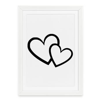 Valentinstag Schwarzes Herz, Valentinstag - Gerahmtes Poster (27 × 37 cm) - Weiß - Vorne