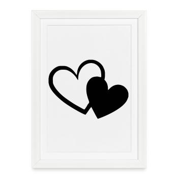 Saint-Valentin Cœur noir, St.valentin - Affiche encadrée (27 × 37 cm) - blanc - Devant
