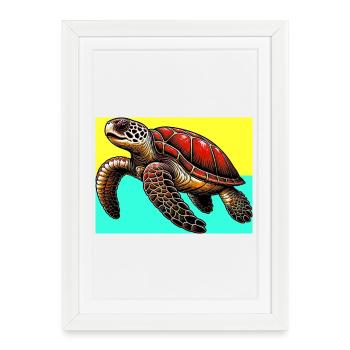 tortue - Affiche encadrée (27 × 37 cm) - blanc - Devant