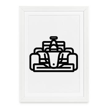 voiture de course - Affiche encadrée (27 × 37 cm) - blanc - Devant