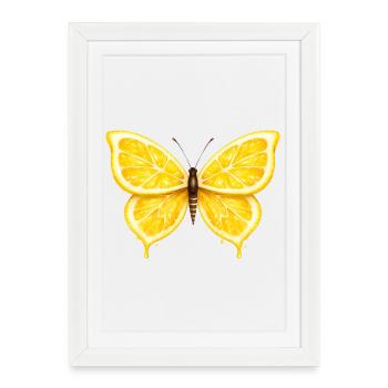 Lemon Wings – Glowing Fruit Butterfly - Framed poster (27 × 37 cm) - white - Front