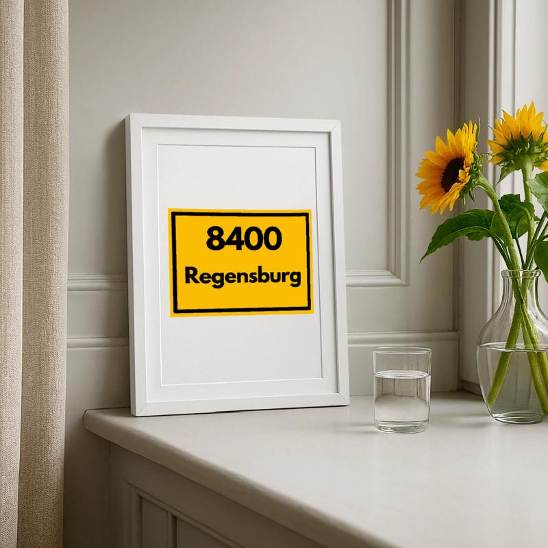OLD POSTCODE ZIP CODE RETRO 8400 REGENSBURG Framed poster (27 × 37 cm)