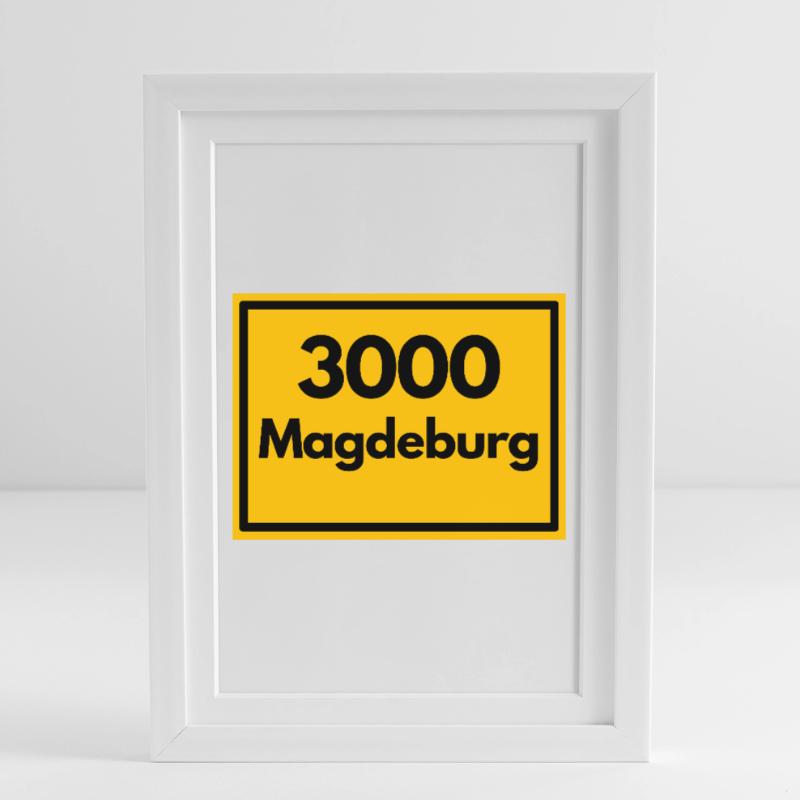 OLD POSTCODE POSTCODE RETRO 3000 MAGDEBURG OSTEN Framed poster (27 × 37 cm)