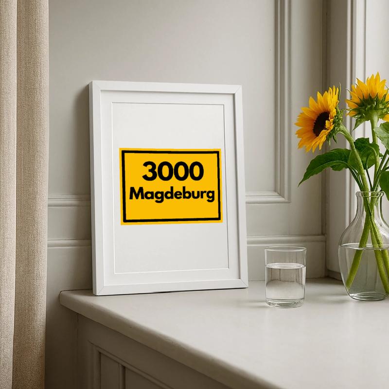 OLD POSTCODE POSTCODE RETRO 3000 MAGDEBURG OSTEN Framed poster (27 × 37 cm)