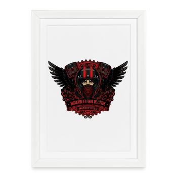 Motarde  - Affiche encadrée (27 × 37 cm) - blanc - Devant