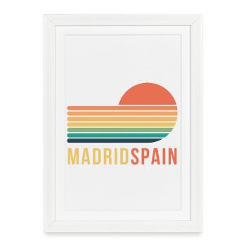 Madrid Espagne Rétro - Affiche encadrée (27 × 37 cm) - blanc - Devant