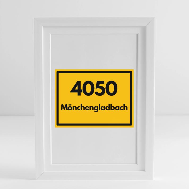 OLD POSTCODE POSTCODE 4050 MÖNCHENGLADBACH FUSSBAL Framed poster (27 × 37 cm)
