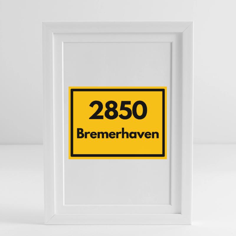 OLD POSTCODE POSTCODE RETRO 2850 BREMERHAVEN HAFEN Framed poster (27 × 37 cm)
