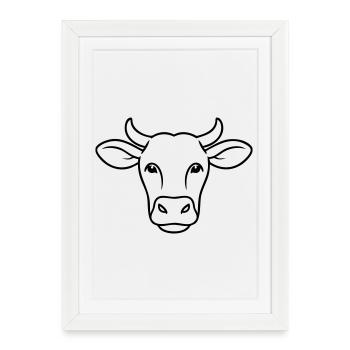 Cow Head Line Art Minimal - Framed poster (27 × 37 cm) - white - Front