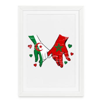 Algeria Morocco Flag Hand Holding Used - Framed poster (27 × 37 cm) - white - Front