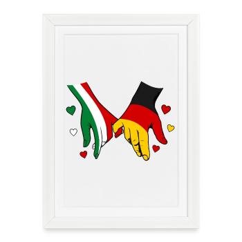 Italy Germany Flag Holding Hands - Framed poster (27 × 37 cm) - white - Front