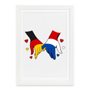 Germany Holland Flag Holding Hands - Framed poster (27 × 37 cm) - white - Front