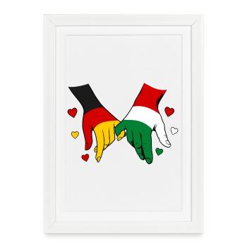 Allemagne et Hongrie Drapeau main dans la main - Affiche encadrée (27 × 37 cm) - blanc - Devant