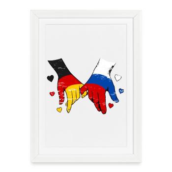 Le drapeau Allemagne-Russie se tenant la main - Affiche encadrée (27 × 37 cm) - blanc - Devant