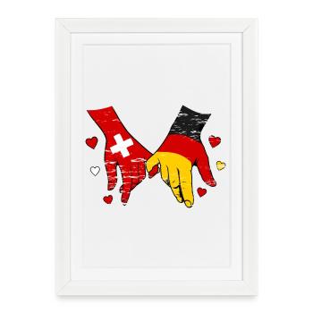 Switzerland Germany Flag Heart Hands - Framed poster (27 × 37 cm) - white - Front