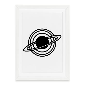 Silhouette des anneaux de la planète Saturne - Affiche encadrée (27 × 37 cm) - blanc - Devant