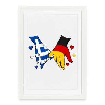 Drapeau Grèce-Allemagne se tenant la main - Affiche encadrée (27 × 37 cm) - blanc - Devant