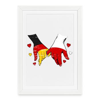 Drapeau Allemagne-Pologne se tenant la main - Affiche encadrée (27 × 37 cm) - blanc - Devant