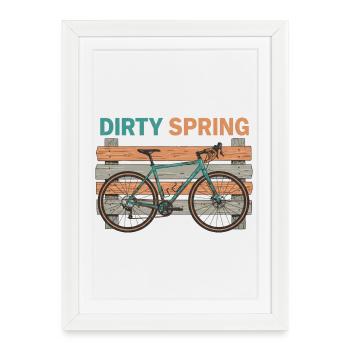 Dirty Spring Risograph Gravel Bike Art - Framed poster (27 × 37 cm) - white - Front
