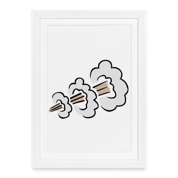 Explosion bruyante de pets Humour Toilet Nuage comique - Affiche encadrée (27 × 37 cm) - blanc - Devant