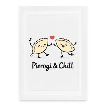 Pierogi & Chill : Piérongis dansants drôles Polska - Affiche encadrée (27 × 37 cm) - blanc - Devant