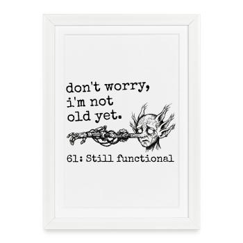 61e Anniversaire - Cadeau 61e anniversaire Humour  - Affiche encadrée (27 × 37 cm) - blanc - Devant