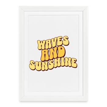 Vagues et Soleil - Affiche encadrée (27 × 37 cm) - blanc - Devant