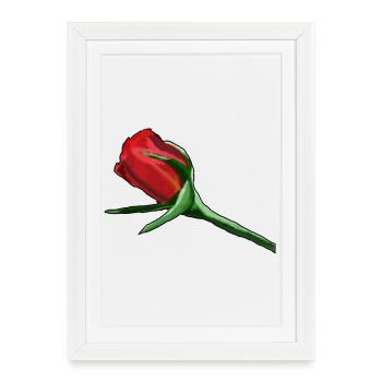 Rose rouge sur peinture noire - Affiche encadrée (27 × 37 cm) - blanc - Devant