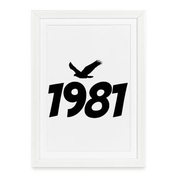 1981 Vintage Eagle Graphic - Framed poster (27 × 37 cm) - white - Front