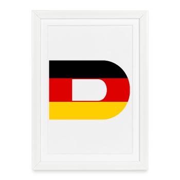 D - Style du drapeau allemand - Affiche encadrée (27 × 37 cm) - blanc - Devant