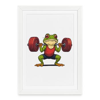 Muscular Weightlifting Frog - Framed poster (27 × 37 cm) - white - Front