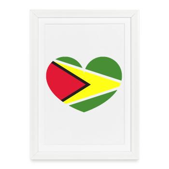 Drapeau du cœur du Guyana - Affiche encadrée (27 × 37 cm) - blanc - Devant