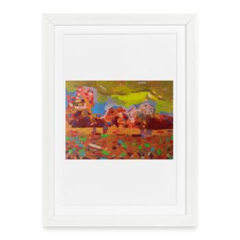 Colorful landscape mosaic - Framed poster (27 × 37 cm) - white - Front