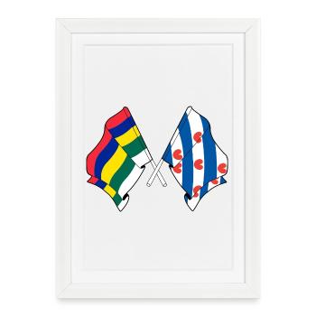 Drapeaux croisés de Terschelling et Frise - Affiche encadrée (27 × 37 cm) - blanc - Devant