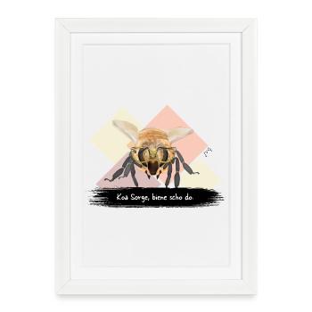JvG Biene "Koa Sorge, biene scho do." auf Männer  - Gerahmtes Poster (27 × 37 cm) - Weiß - Vorne