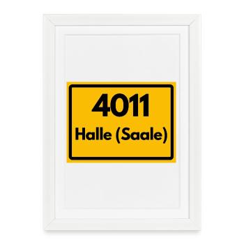 ALTE POSTLEITZAHL PLZ SACHSEN ANHALT 4011 HALLE SA - Gerahmtes Poster (27 × 37 cm) - Weiß - Vorne