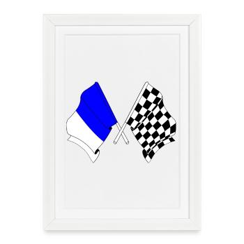 Drapeaux de course de Spa - Affiche encadrée (27 × 37 cm) - blanc - Devant