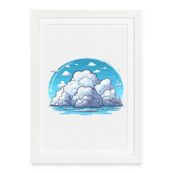 Île des Nuages au bord de la mer - Affiche encadrée (27 × 37 cm) - blanc - Devant