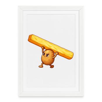 Héros de la pomme de terre avec des frites - Affiche encadrée (27 × 37 cm) - blanc - Devant