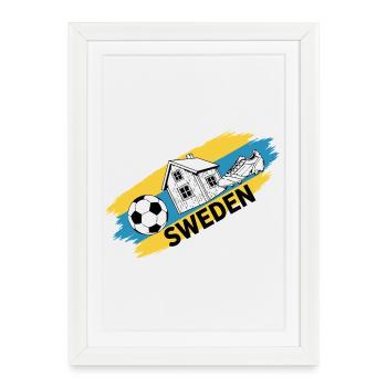 Suède Football Maillot Supporter Sweden Soccer - Affiche encadrée (27 × 37 cm) - blanc - Devant