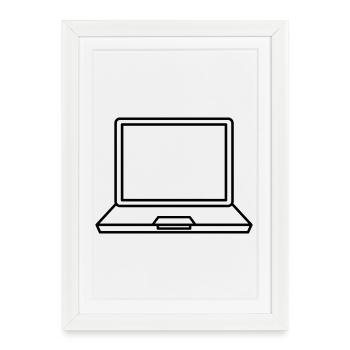 Ordinateur portable - Affiche encadrée (27 × 37 cm) - blanc - Devant