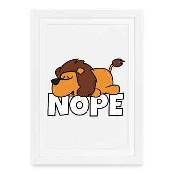 Lion paresseux Non Pas aujourd’hui Safari paresseux Afrique - Affiche encadrée (27 × 37 cm) - blanc - Devant