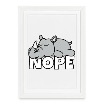 Rhinocéros paresseux non Pas aujourd’hui Safari paresseux - Affiche encadrée (27 × 37 cm) - blanc - Devant