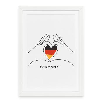 Cœur de fan allemand avec drapeau allemand Allemagne - Affiche encadrée (27 × 37 cm) - blanc - Devant