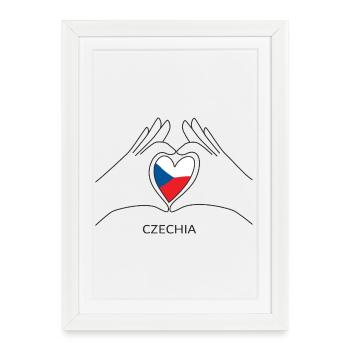 Cœur de fan de la République tchèque avec drapeau tchèque - Affiche encadrée (27 × 37 cm) - blanc - Devant