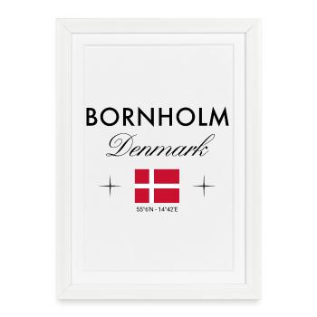 Bornholm Denmark Coordinates Travel Souvenir - Framed poster (27 × 37 cm) - white - Front