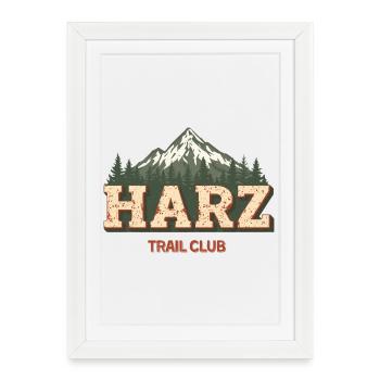 Harz Trail Club | Vintage Outdoor Badge - Gerahmtes Poster (27 × 37 cm) - Weiß - Vorne