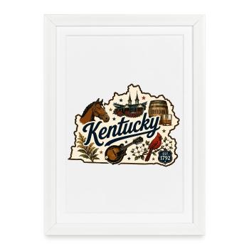 Autocollant bourbon vintage Kentucky Bluegrass - Affiche encadrée (27 × 37 cm) - blanc - Devant